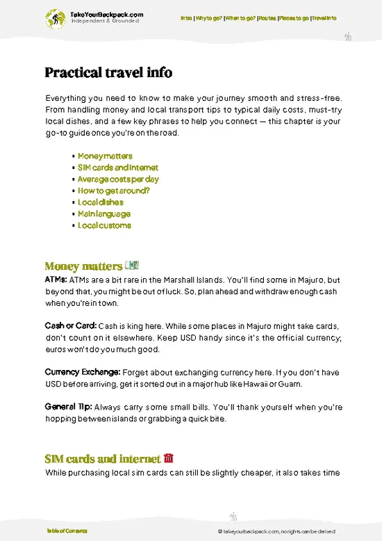 example page 7 from our offline Travel Guide for Marshall Islands